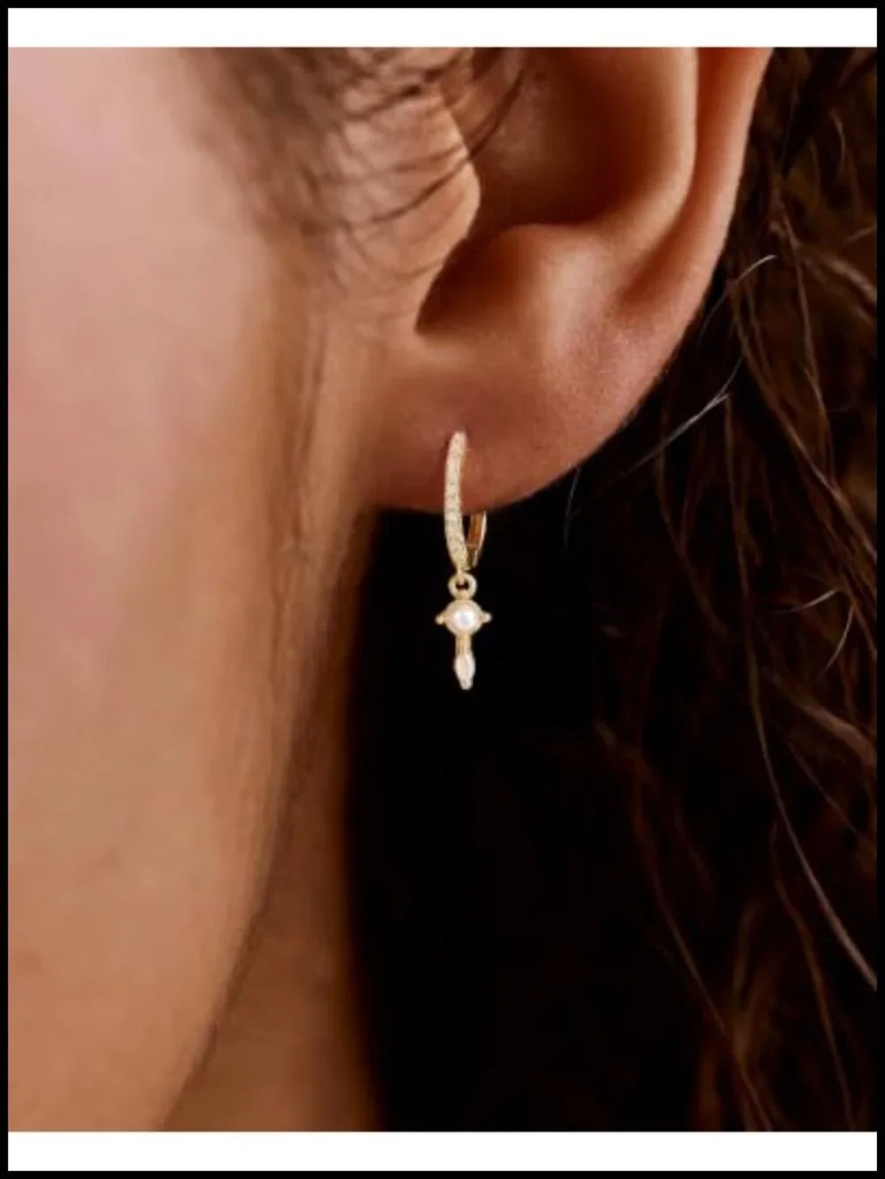 14K Gold Plated Hoop Dangle Earrings Hypoallergenic Drop Earrings for Women